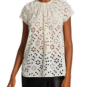 NWT Rachel Comey Perla Cutwork Sutter Beaded Floral Cotton Top Orig $650 Sz 4